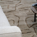 Abstract Linework Hand Tufted Wool Rug in Soft Stone Grey