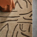 Abstract Linework Hand Tufted Wool Rug in Soft Stone Grey