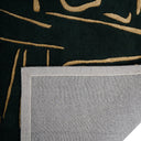 Abstract Linework Hand Tufted Wool Rug in Deep Forest Green