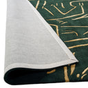Abstract Linework Hand Tufted Wool Rug in Deep Forest Green