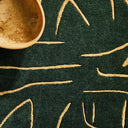 Abstract Linework Hand Tufted Wool Rug in Deep Forest Green