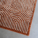 Contemporary Geometric Hand Tufted Wool Rug in Warm Terracotta