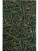 Abstract Linework Hand Tufted Wool Rug in Deep Forest Green
