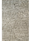 Abstract Linework Hand Tufted Wool Rug in Soft Stone Grey