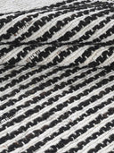 Black White Striped Handwoven Wool Rug