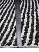 Black White Striped Handwoven Wool Rug
