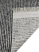 Black White Striped Handwoven Wool Rug