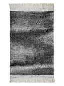 Black White Striped Handwoven Wool Rug