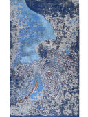 abstract design tufted wool rug in blue