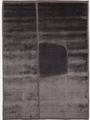 Cut-Out Cocoa Grey Monochrome Hand Knotted Wool & Silk Rug