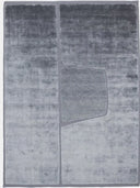Cut-Out Grey Monochrome Hand Knotted Wool & Silk Rug