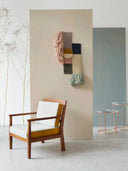hand knotted wall art rug in living area