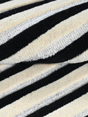 Close-up of a striped wool rug