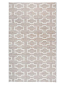 handwoven patterned rug with geometric design