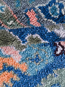 close up of a knotted wool rug
